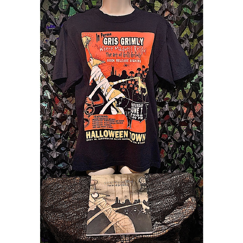 SIGNED Gris Grimly Book & Shirt from Release “Where Madness Reigns”